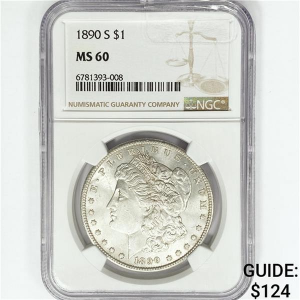 1890-S Morgan Silver Dollar NGC MS60