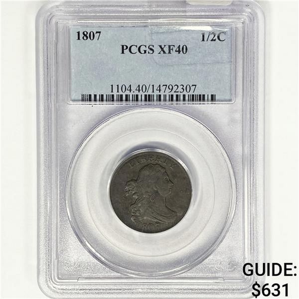 1807 Draped Bust Half Cent PCGS XF40