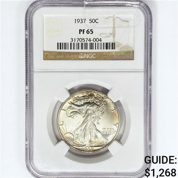 1937 Walking Liberty Half Dollar NGC PF65