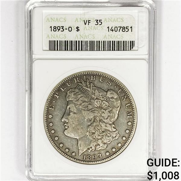 1893-O Morgan Silver Dollar ANACS VF35