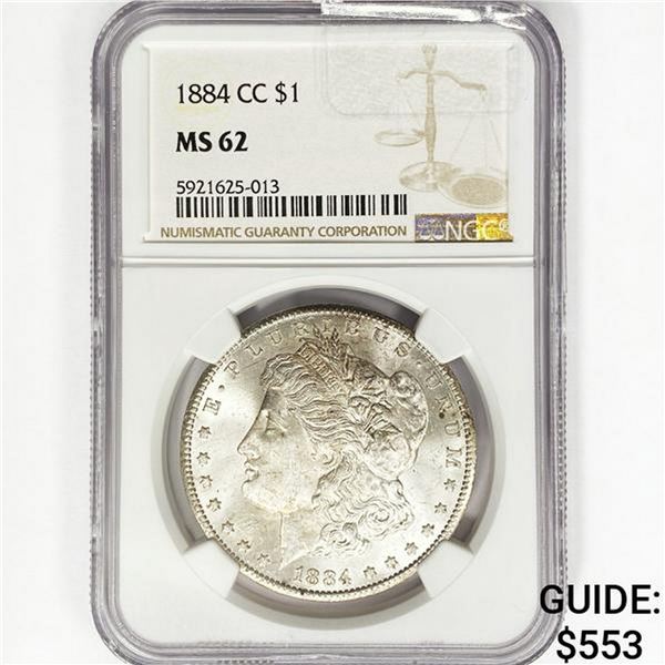 1884-CC Morgan Silver Dollar NGC MS62