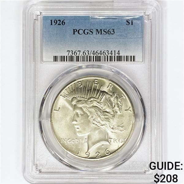 1926 Silver Peace Dollar PCGS MS63