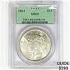 Image 1 : 1922 Silver Peace Dollar PCGS MS65