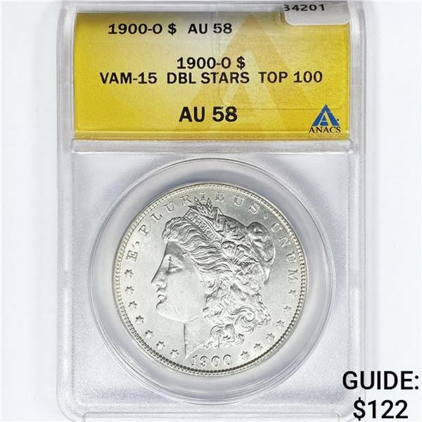 1900-O Morgan Silver Dollar ANACS AU58 VAM15 DBL S