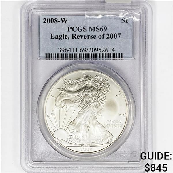 2008-W Silver Eagle PCGS MS69 REV 07