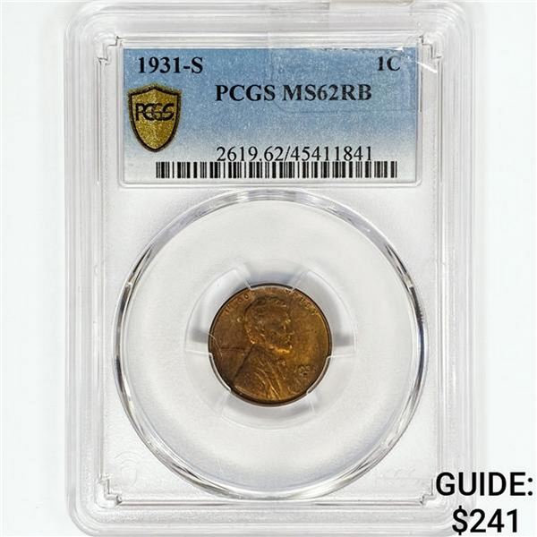 1931-S Wheat Cent PCGS MS62 RB