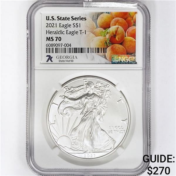 2021 Silver Eagle NGC MS70 Heraldic Eagle T1