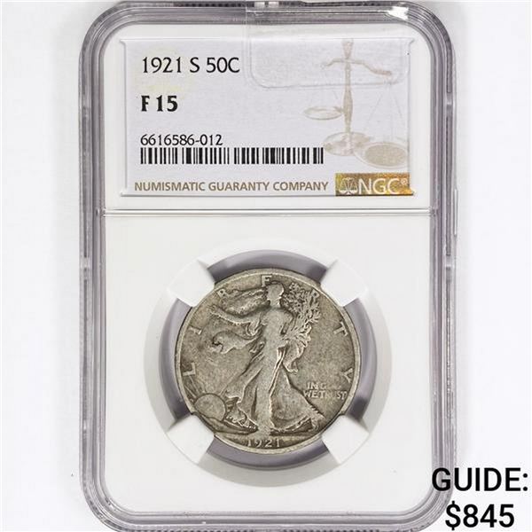 1921-S Walking Liberty Half Dollar NGC F15