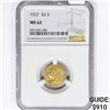 Image 1 : 1927 $2.50 Gold Quarter Eagle NGC MS62