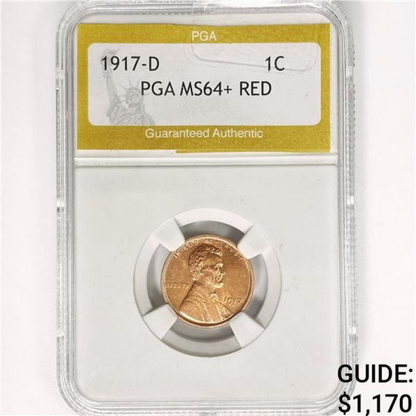 1917-D Wheat Cent PGA MS64+ RED