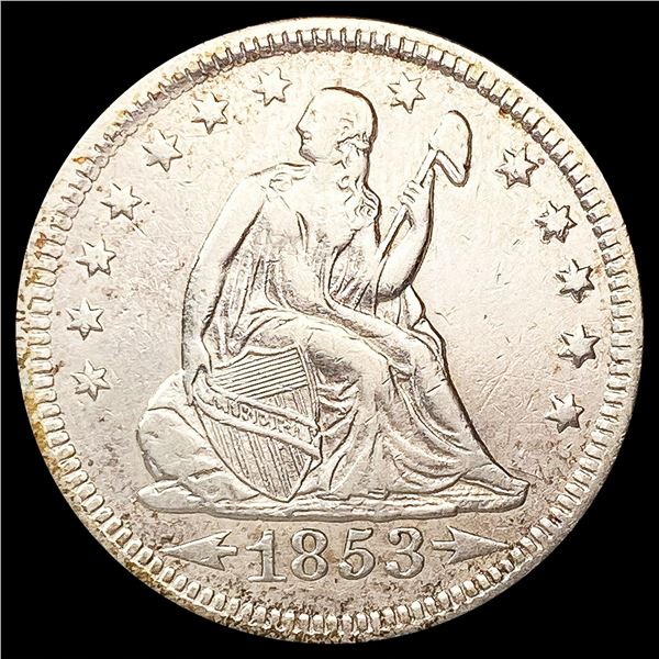 1853-O Arws & Rays Seated Liberty Quarter CLOSELY