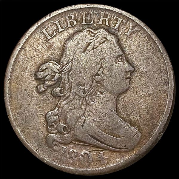 1804 No Stem Draped Bust Half Cent NICELY CIRCULAT