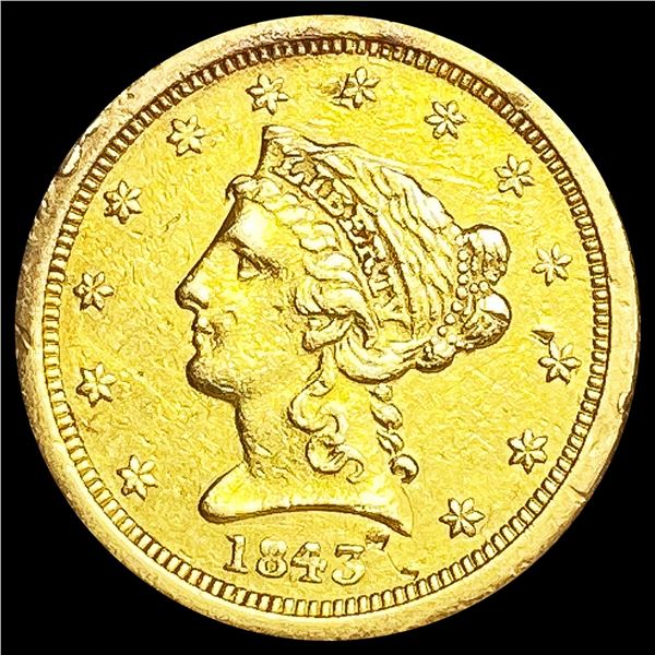 1843-O $2.50 Gold Quarter Eagle LIGHTLY CIRCULATED