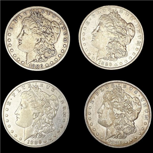 (4) 1886-O Morgan Silver Dollars NEARLY UNCIRCULAT