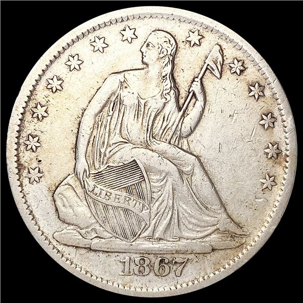 1867-S Seated Liberty Half Dollar CLOSELY UNCIRCULAT