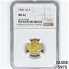 Image 1 : 1903 $2.50 Gold Quarter Eagle NGC MS62