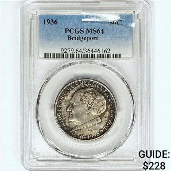1936 Bridgeport Half Dollar PCGS MS64