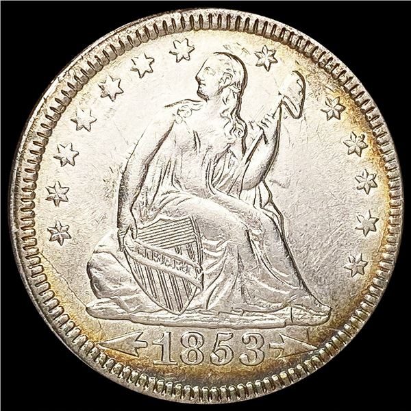 1853 Arws & Rays Seated Liberty Quarter CLOSELY UN
