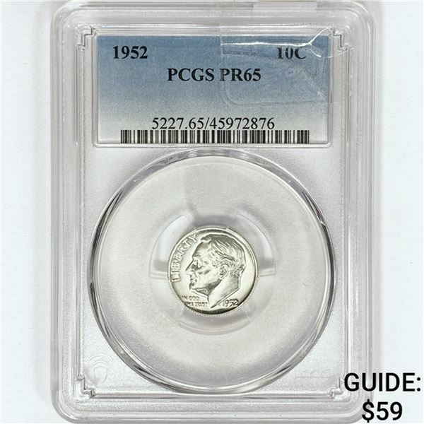 1952 Roosevelt Dime PCGS PR65