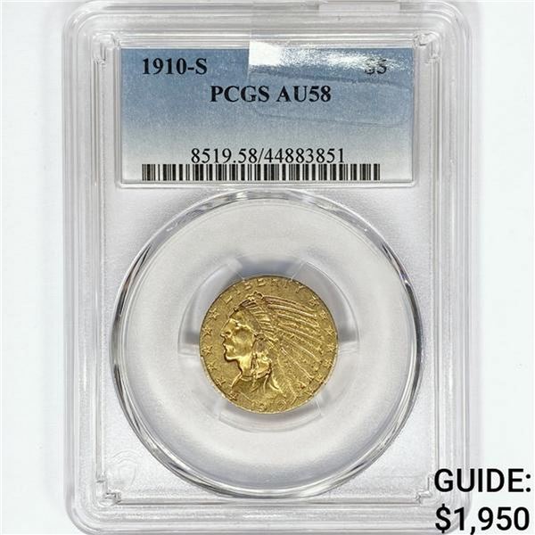 1910-S $5 Gold Half Eagle PCGS AU58