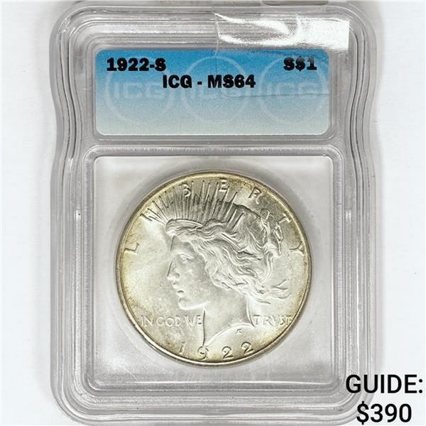 1922-S Silver Peace Dollar ICG MS64