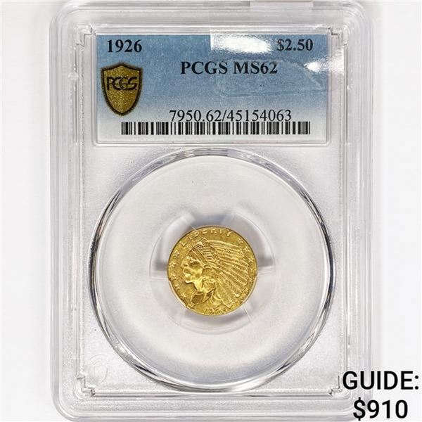 1926 $2.50 Gold Quarter Eagle PCGS MS62