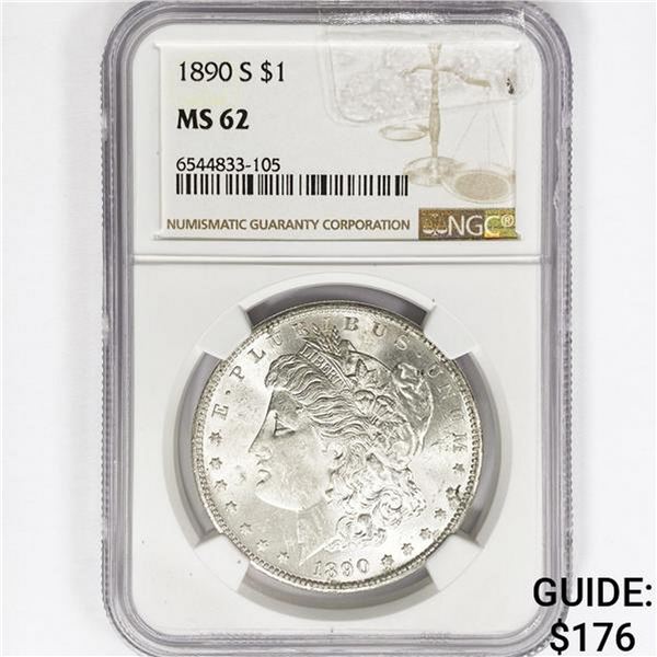 1890-S Morgan Silver Dollar NGC MS62