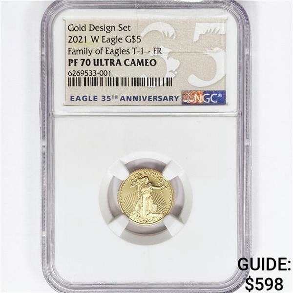2021-W $5 1/10oz AGE NGC PF70 UC, T1, 35th Anniv.