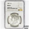 Image 1 : 1887 Morgan Silver Dollar NGC MS64