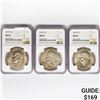 Image 1 : 1974 Set (3) Eisenhower Silver Dollars NGC MS65