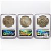 Image 2 : 1974 Set (3) Eisenhower Silver Dollars NGC MS65