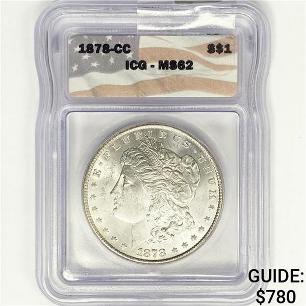 1878-CC Morgan Silver Dollar ICG MS62