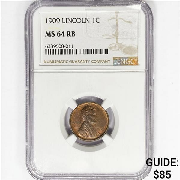 1909 Wheat Cent NGC MS64 RB