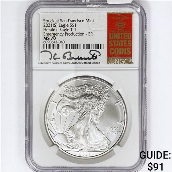 2021(S) A.S.E. Bressett Signed NGC MS70 T-1