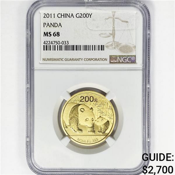 2011 200Y 1/2oz China Gold Panda NGC MS68