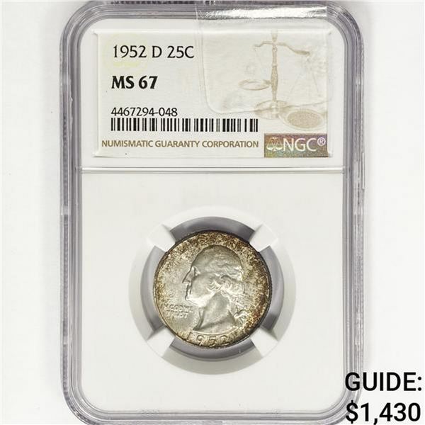 1952-D Washington Silver Quarter NGC MS67