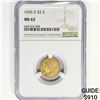 Image 1 : 1925-D $2.50 Gold Quarter Eagle NGC MS62