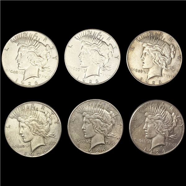 (6) 1926 Peace Silver Dollars NEARLY UNCIRCULATED
