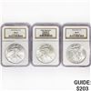 Image 1 : 2002 Set (3) American Silver Eagles NGC MS69