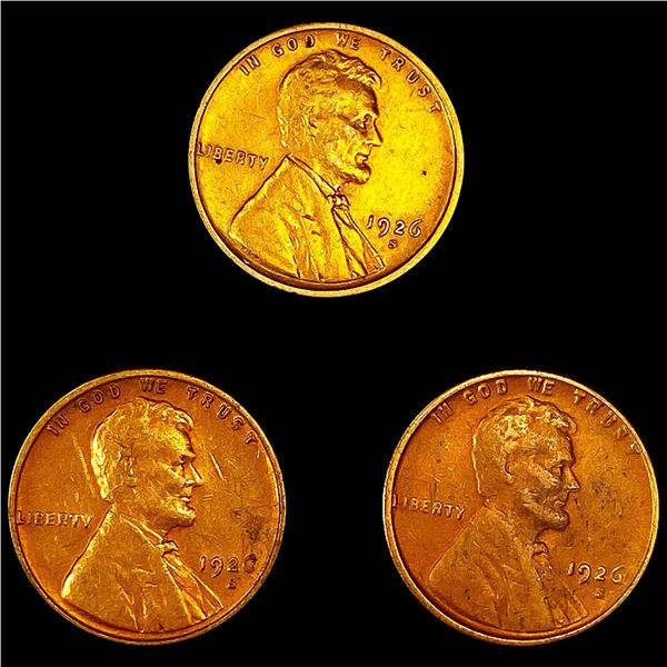 (3) 1926-S Wheat Cents UNCIRCULATED