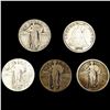 Image 1 : (5) Varied US Quarters (1876, 1917, (2) 1917-D, 19