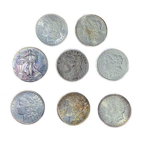 (8) Varied US Silver Coinage (1878-CC, 1881-S, 1