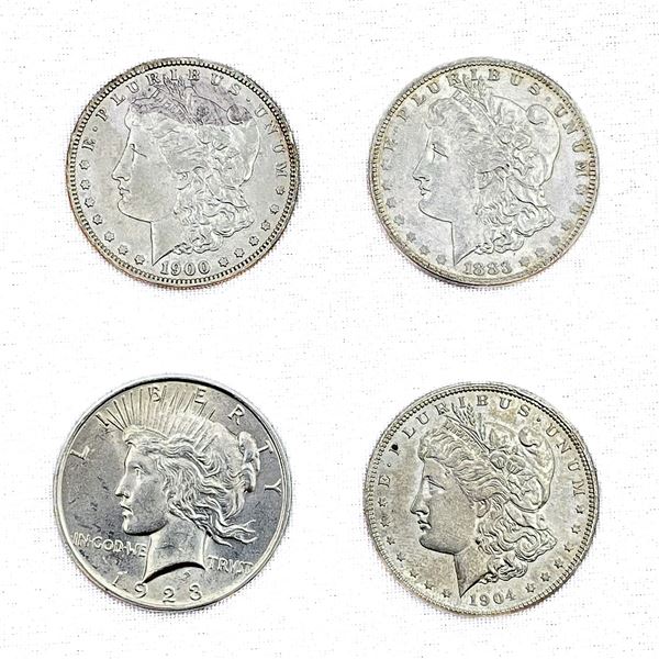 (4) US Silver Dollars (1883-O, 1900-S, 1904-O, 1