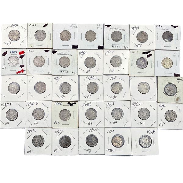 (33) Buffalo Nickels (1916, 1918-D, 1918-S, (2)