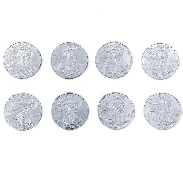 (8) 2002 American 1oz Silver Eagles
