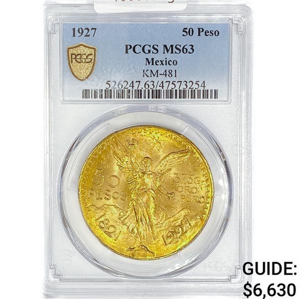 1927 Mexico 50 Peso 1.3oz Gold PCGS MS63