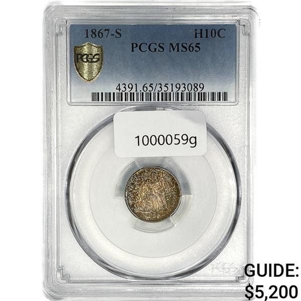 1867-S Seated Liberty Half Dime PCGS MS65