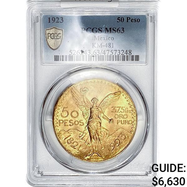 1923 Mexico 50 Peso 1.3oz Gold PCGS MS63