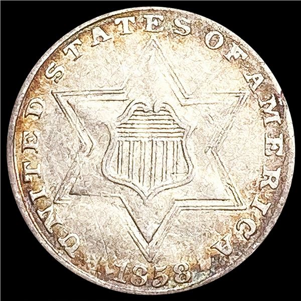 1858 Silver Three Cent LIGHTLY CIRCULATED