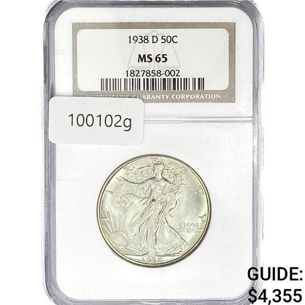 1938-D Walking Liberty Half Dollar NGC MS65